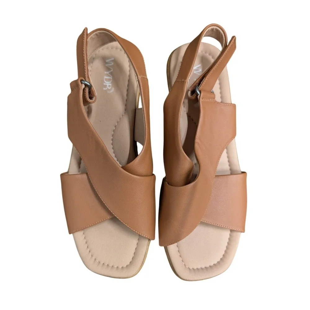 Women's Tan Platform Wedge Sandals wide width